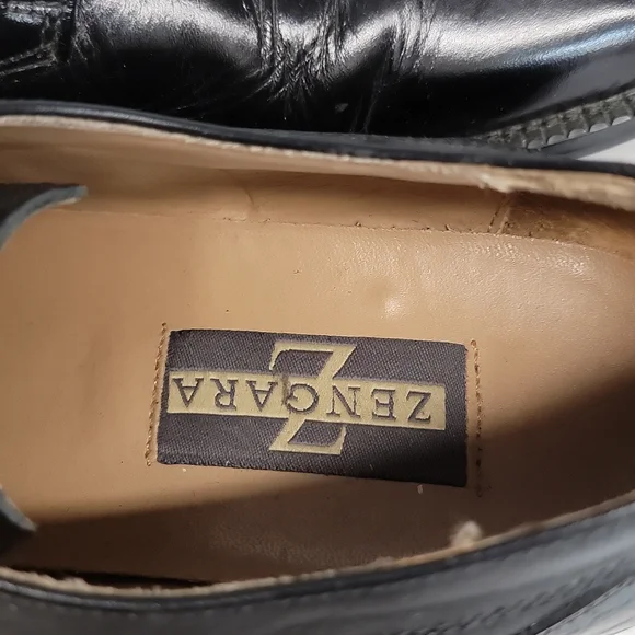 Zengara men’s leather square toes dress shoes Black size 9 M